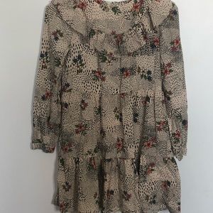 Flower printed ruffle dress